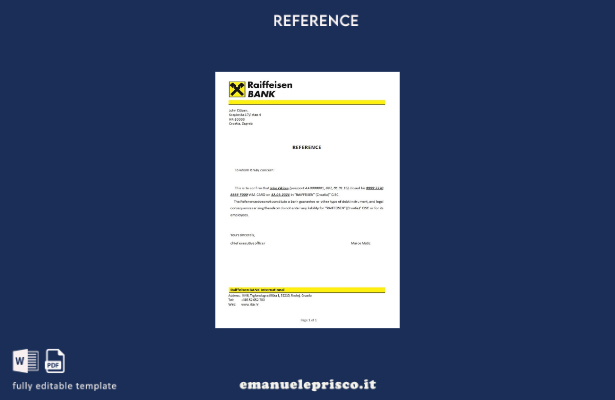 modello di riferimento per la chiusura della banca Raiffeisen in stile verificat