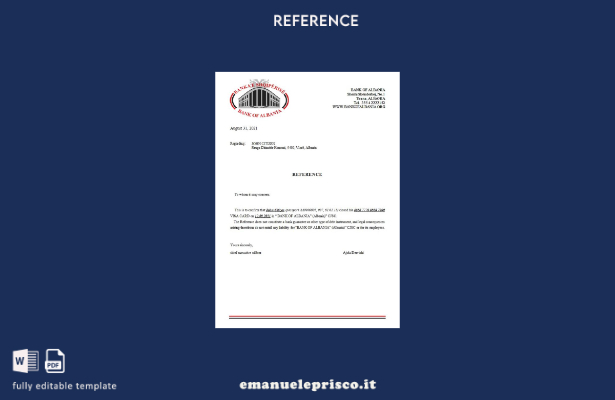 modello di riferimento per la chiusura della banca d'Albania in stile verificato