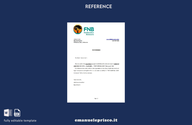 modello di riferimento per la chiusura dello stile verificato Botswana FNB del B