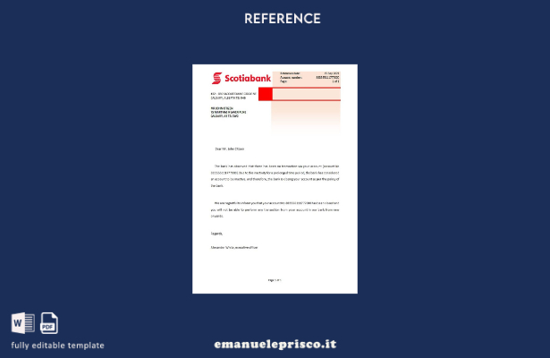 modello di riferimento per la chiusura di Canada Scotiabank in stile verificato