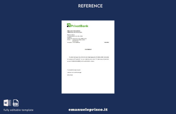 modello di riferimento per la chiusura di Privatebank Ucraina in stile verificat
