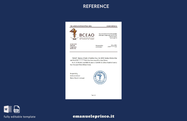 stile verificato Burkina Faso Modello di riferimento della Banca centrale degli