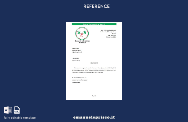 stile verificato Burundi Modello di riferimento per la chiusura della banca dell