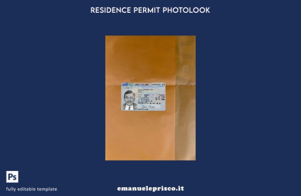 modello frontale photolook della carta di permesso di soggiorno in stile verific