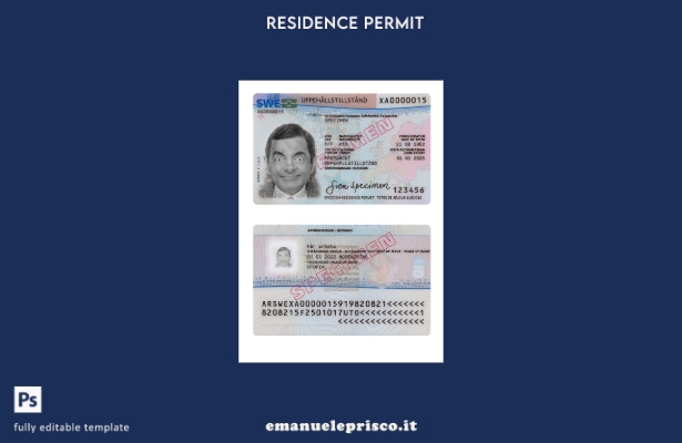 modello attuale del permesso di soggiorno in stile verificato in Svezia