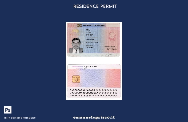 modello di carta di permesso di soggiorno (soggiorno) () stile verificato