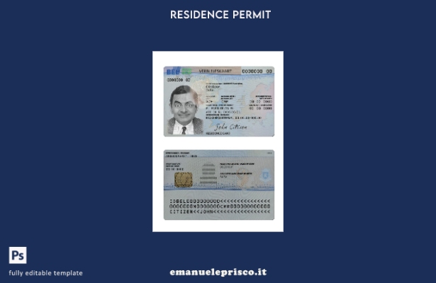 modello di carta di permesso di soggiorno in stile verificato in Belgio