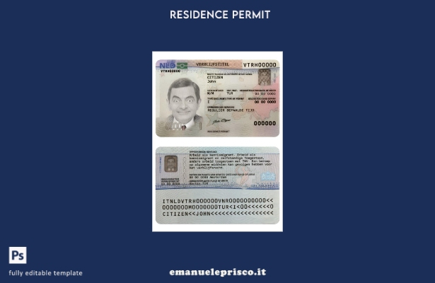 modello di carta di residenza olandese in stile verificato
