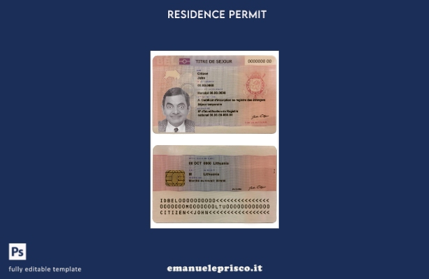 modello di carta di residenza permanente belga in stile verificato