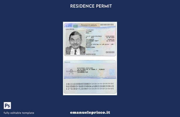 modello di carta di residenza permanente ceca in stile verificato