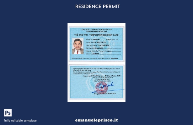modello di carta di soggiorno in Vietnam in stile verificato