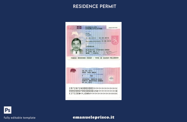 modello di permesso di soggiorno finlandese in stile verificato
