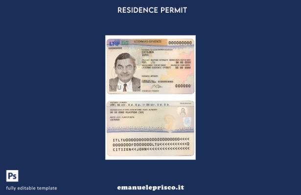 modello di permesso di soggiorno in Lituania in stile verificato