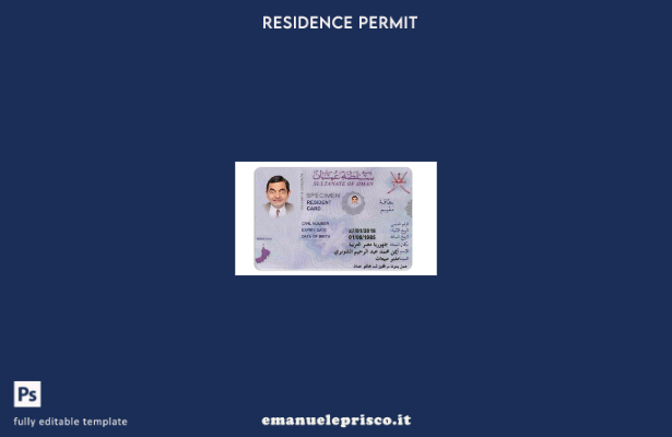 modello di permesso di soggiorno in Oman stile verificato