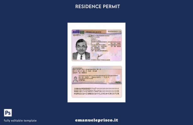 modello di permesso di soggiorno in Romania in stile verificato
