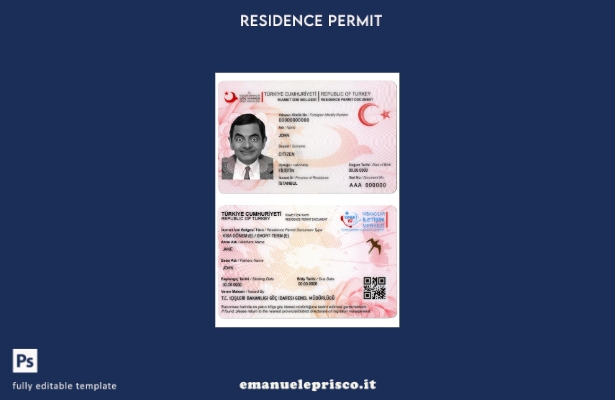 modello di permesso di soggiorno in Turchia in stile verificato