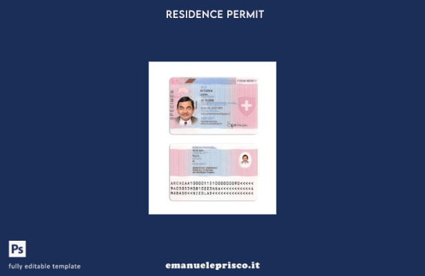 modello di permesso di soggiorno svizzero in stile verificato