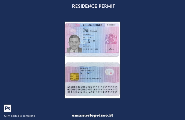 modello di versione del permesso di soggiorno del Regno Unito in stile verificat