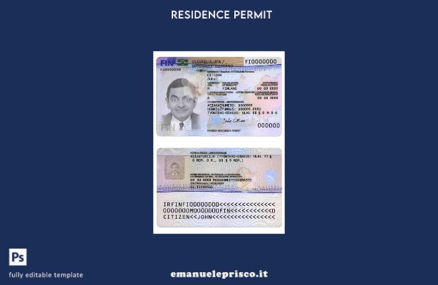 modello di versione del permesso di soggiorno finlandese in stile verificato
