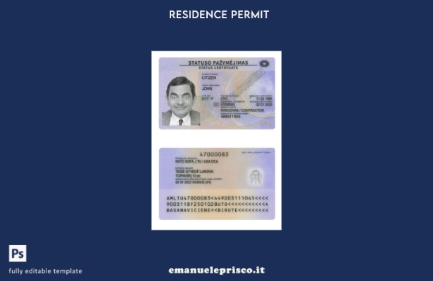 modello presente della carta di soggiorno lituana in stile verificato