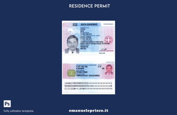 modello presente di permesso di residenza in Grecia in stile verificato
