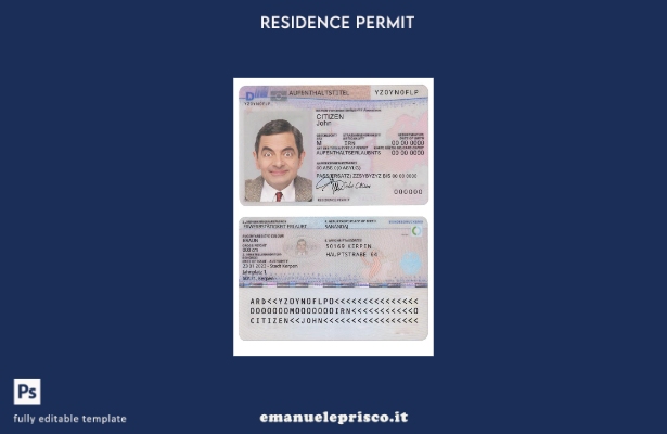 stile verificato Permesso di soggiorno tedesco pres, modello di versione