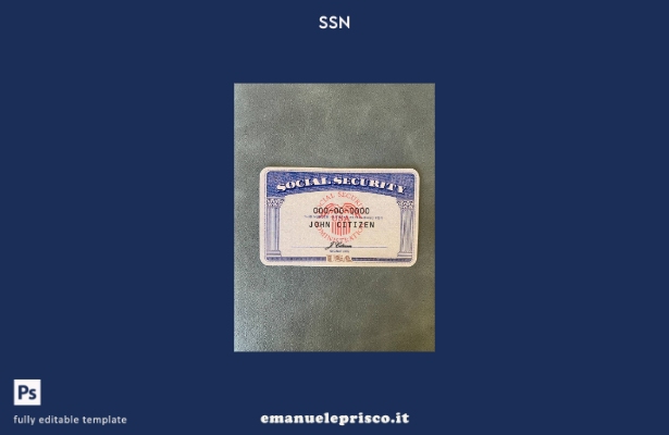 modello FRONTALE con sfondo blu photolook USA SSN stile verificato