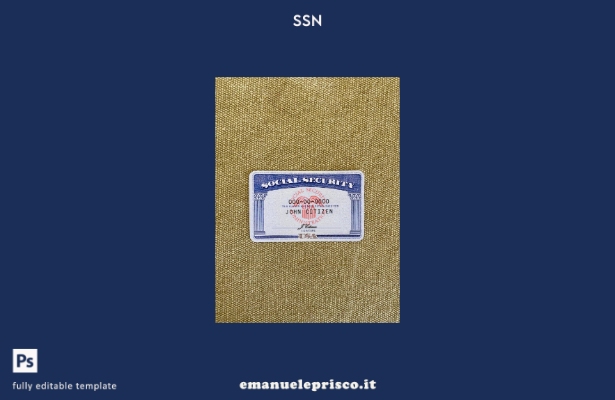 modello FRONTALE con sfondo in tessuto beige photolook USA SSN stile verificato