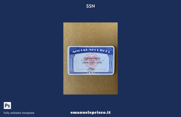 modello FRONTALE di sfondo in carta photolook USA SSN stile verificato