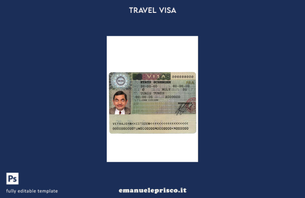 Modello di visto Schengen per la Francia in stile verificato