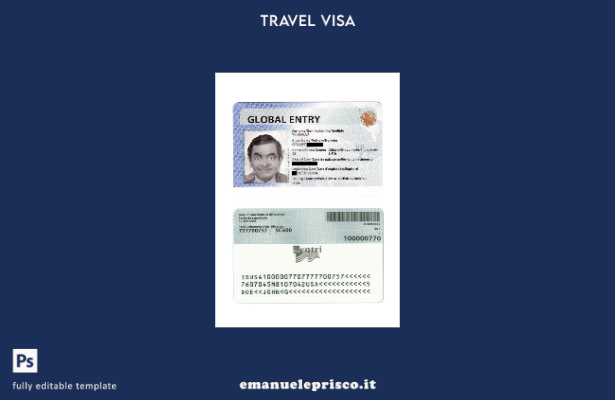 modello di carta d'ingresso globale USA in stile verificato