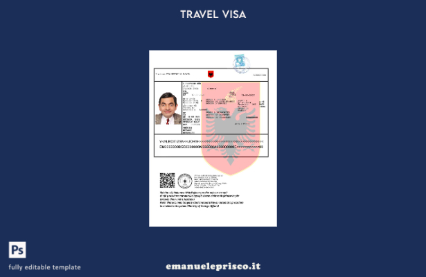 modello di nuova versione di visto e stile verificato per l'Albania