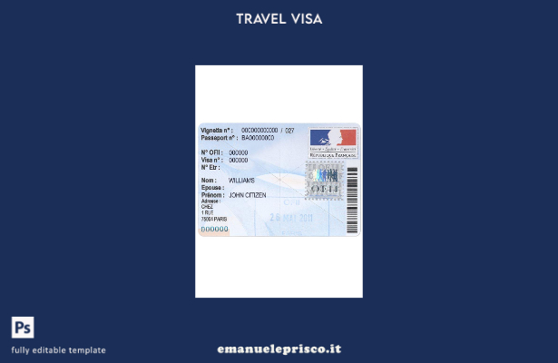 modello di timbro di visto Ofii per residenza in Francia in stile verificato