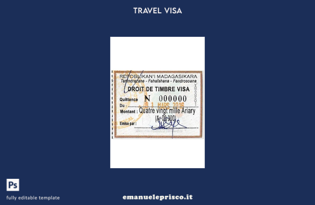 modello di timbro di visto del Madagascar in stile verificato