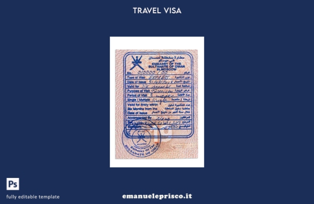 modello di timbro di visto per l'Oman in stile verificato