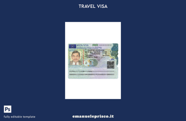 modello di versione del visto Schengen per la Polonia in stile verificato