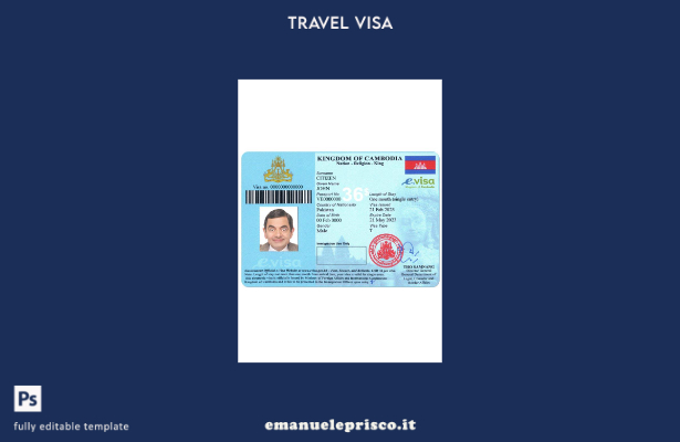 modello di versione del visto d'ingresso in Cambogia in stile verificato