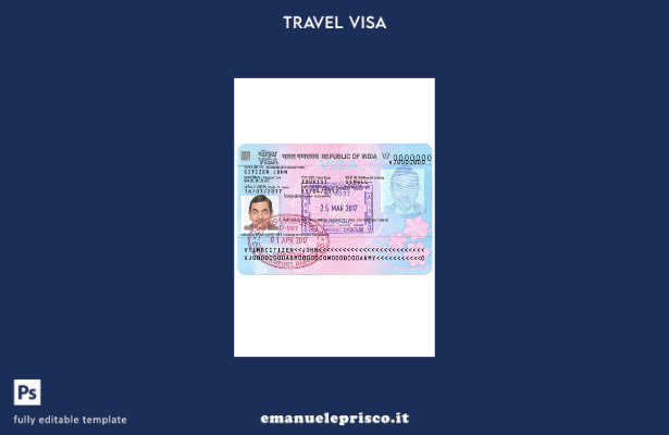 modello di versione del visto di viaggio per l'India in stile verificato