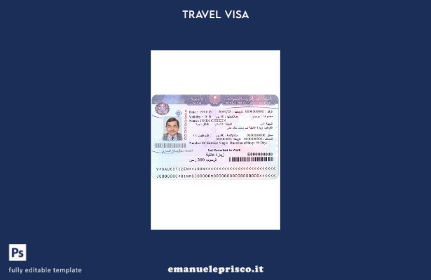 modello di versione del visto per l'Arabia Saudita in stile verificato