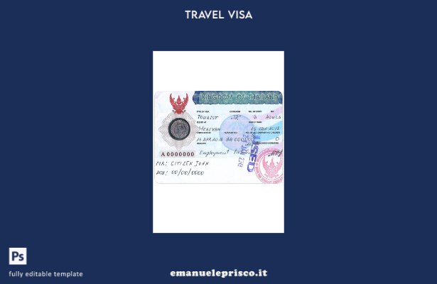 modello di versione del visto turistico tailandese in stile verificato