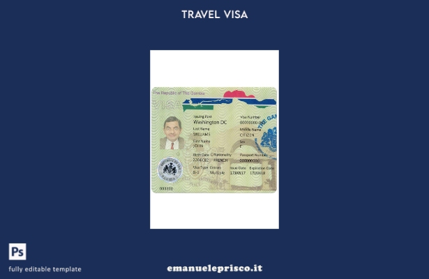 modello di visto Gambia in stile verificato