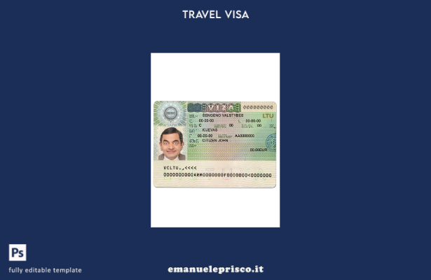 modello di visto Schengen per Lituania (Litva) in stile verificato