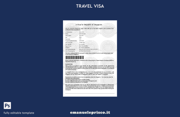 modello di visto Singapore e stile verificato nei formati Word e PDF
