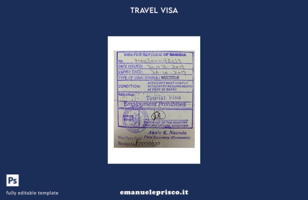 modello di visto con timbro Namibia in stile verificato