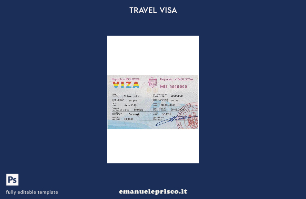 modello di visto d'ingresso in Moldova in stile verificato
