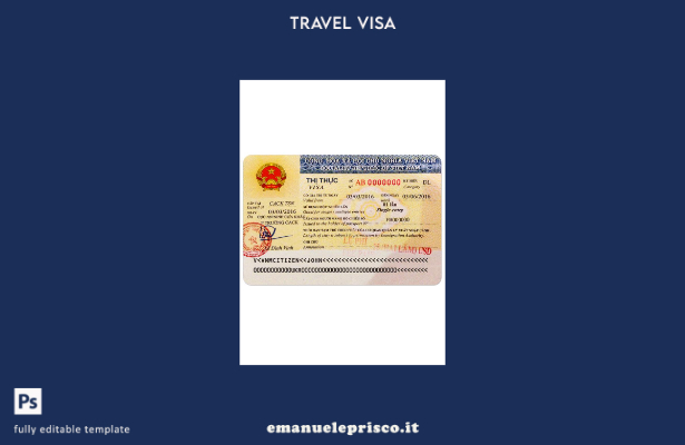 modello di visto d'ingresso in Vietnam in stile verificato