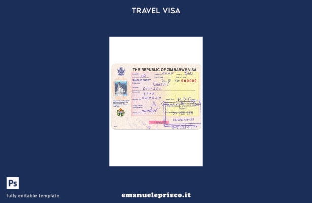modello di visto d'ingresso in Zimbabwe in stile verificato