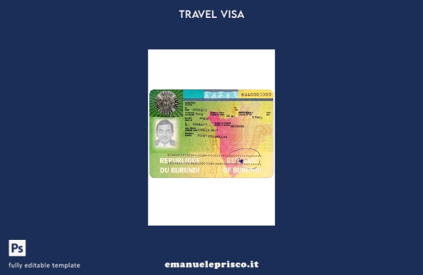 modello di visto di viaggio in Burundi in stile verificato