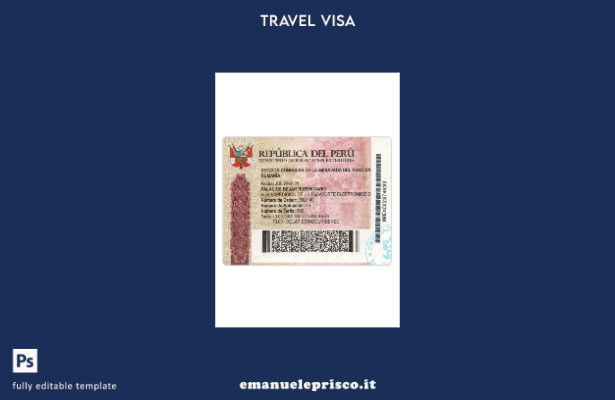 modello di visto di viaggio per il Perù in stile verificato
