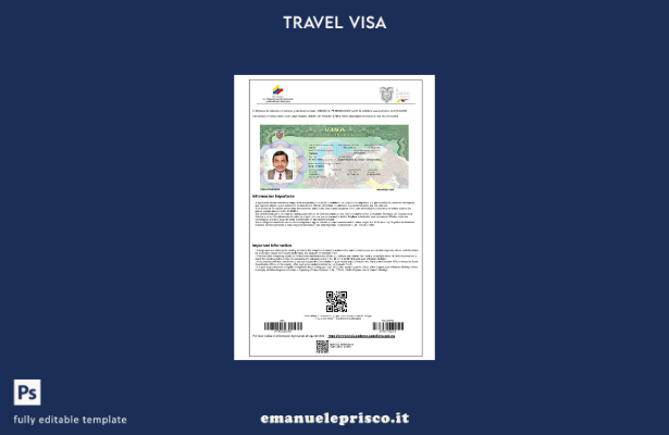 modello di visto di viaggio per l'Ecuador in stile verificato nei formati Word e
